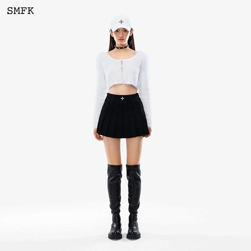 Panda wool short cardigan White - SMFK Official