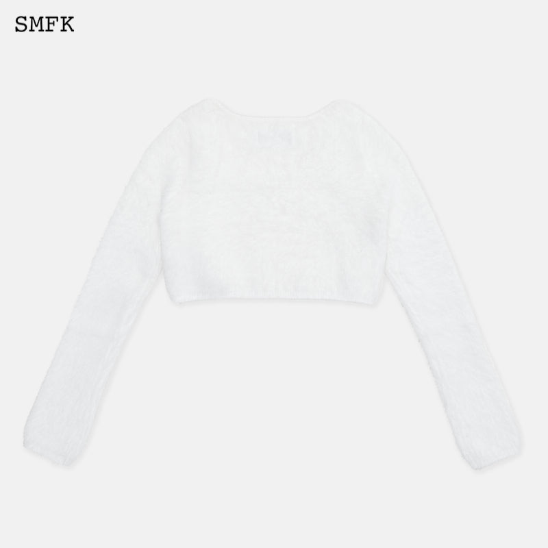 Panda wool short cardigan White - SMFK Official