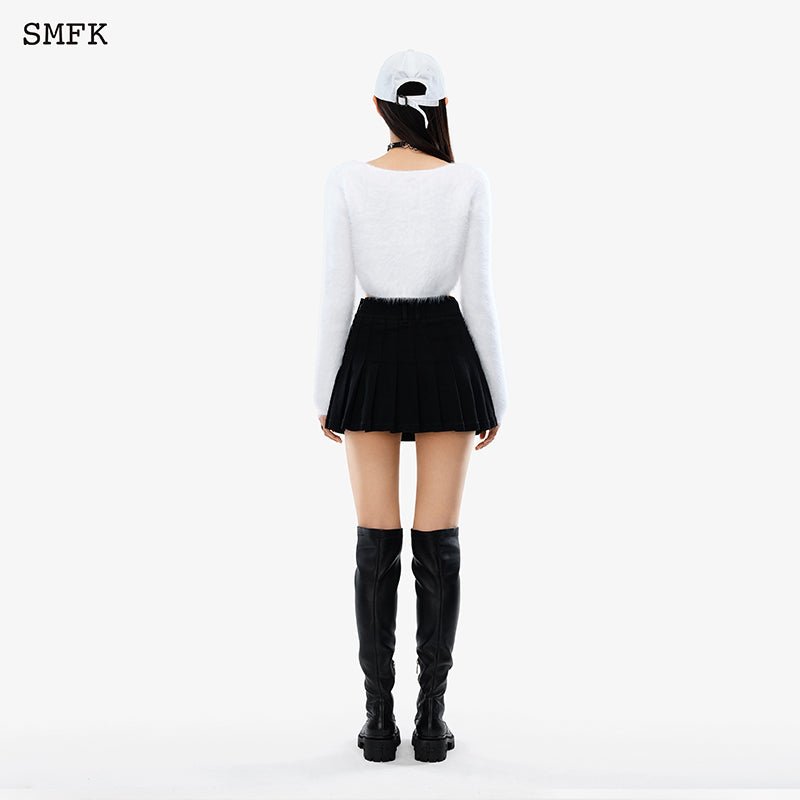 Panda wool short cardigan White - SMFK Official