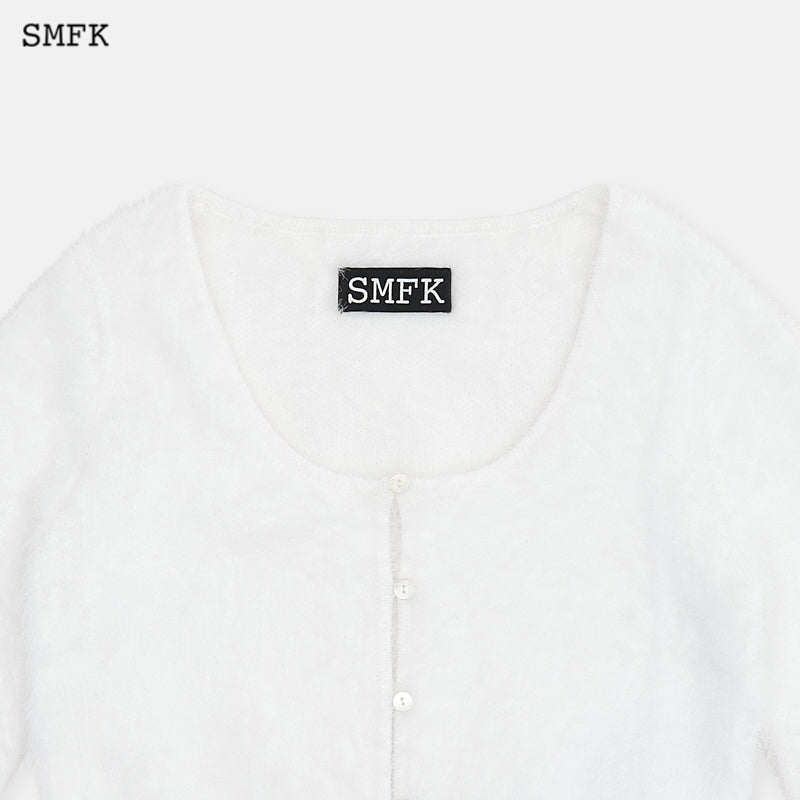 Panda wool short cardigan White - SMFK Official