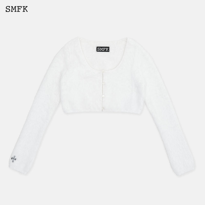 Panda wool short cardigan White - SMFK Official