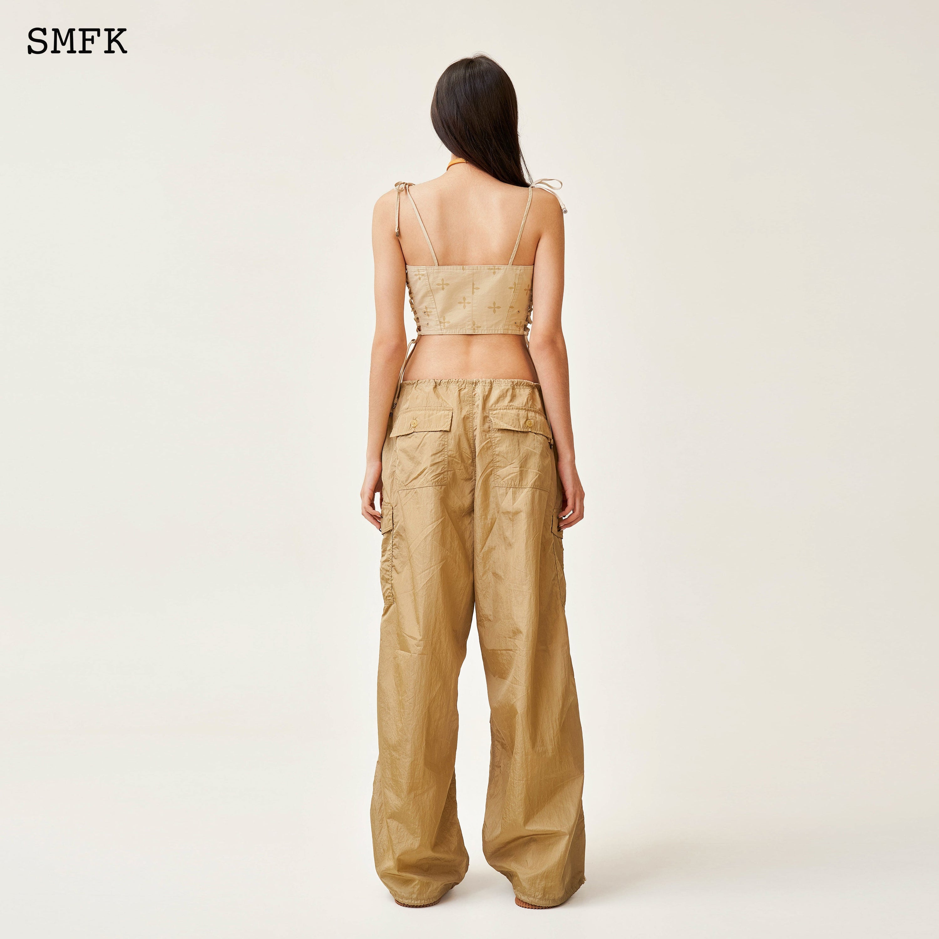 Temple Garden Paratrooper Cropped Top In Nude - SMFK Official