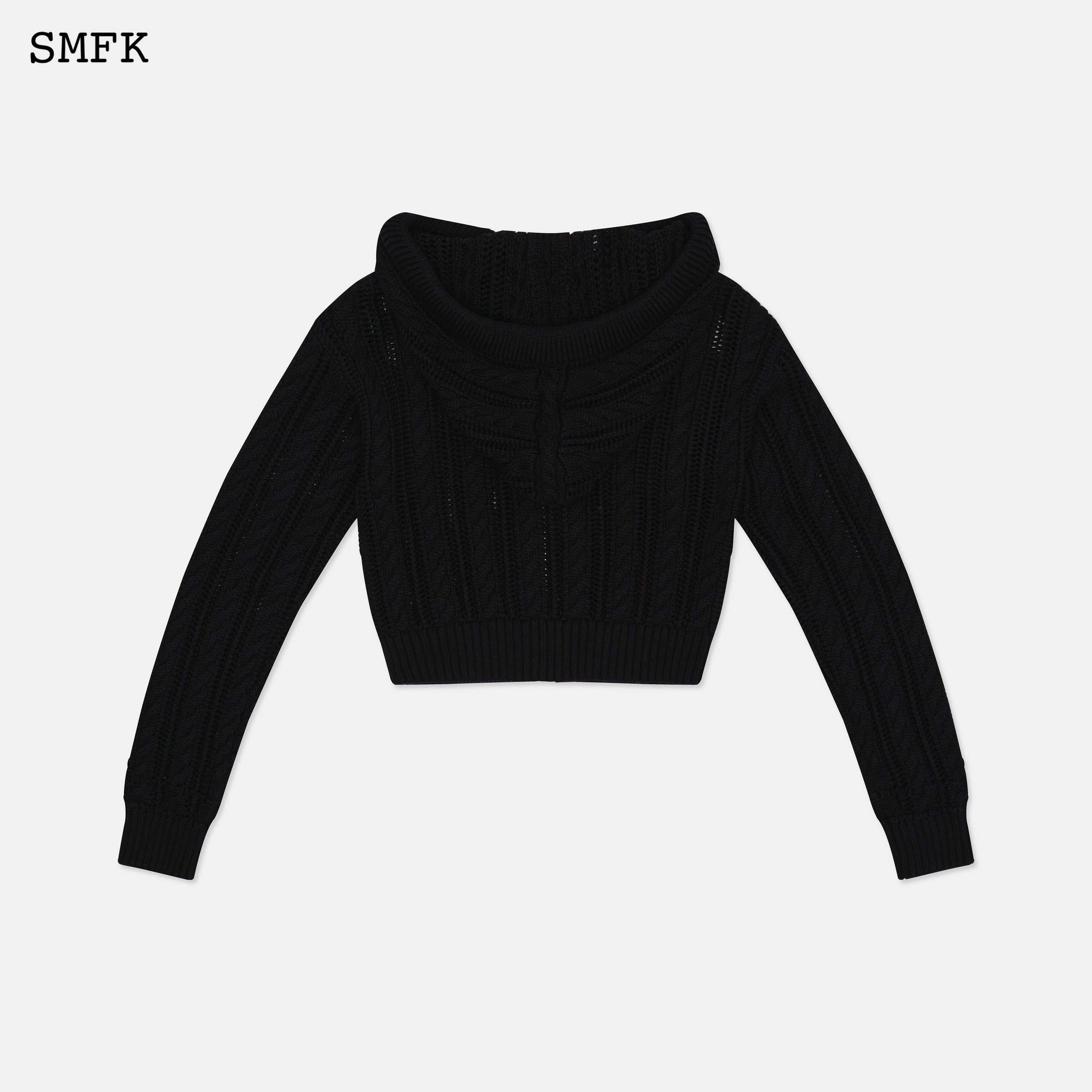 Wilderness Black Knitted Hoodie - SMFK Official