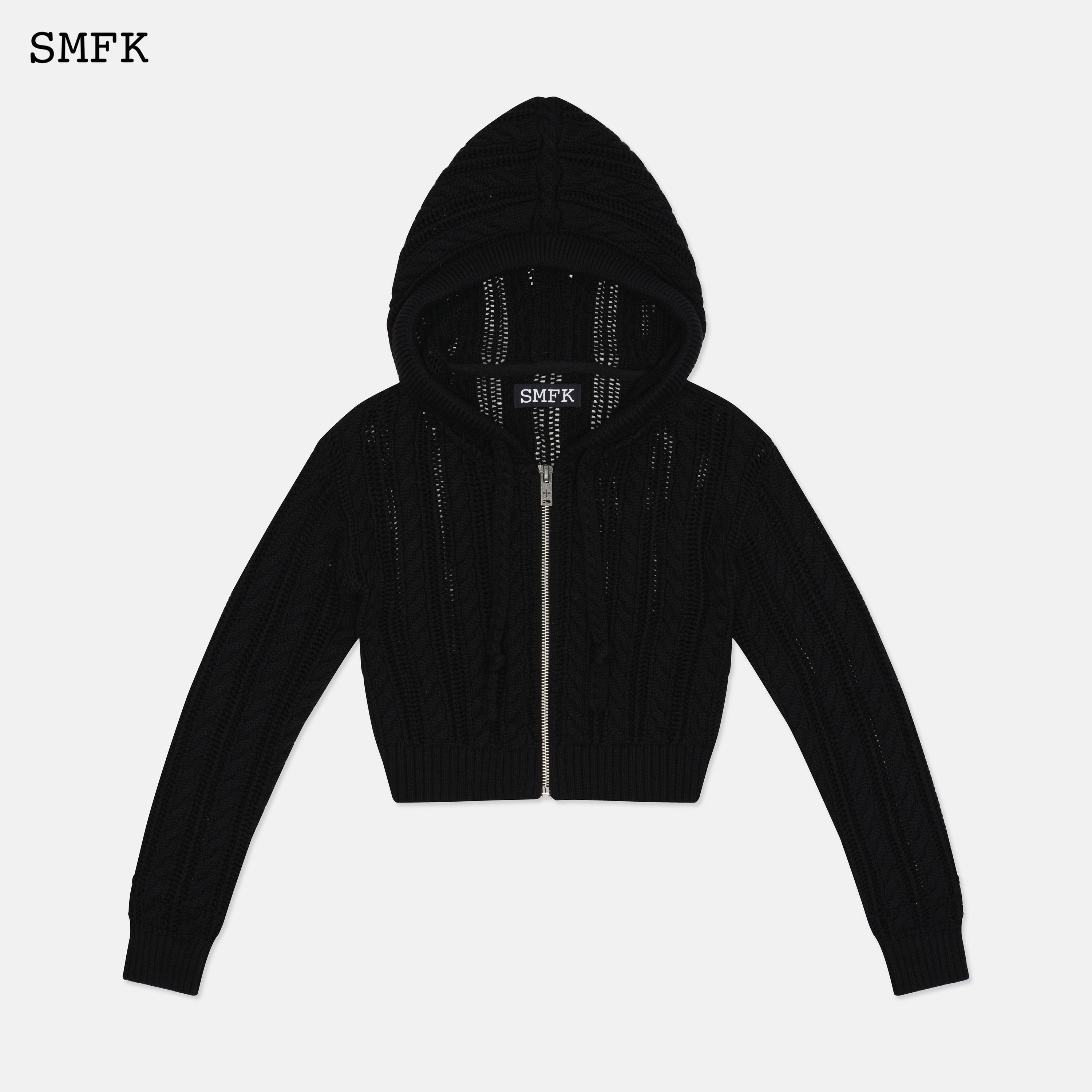 Wilderness Black Knitted Hoodie - SMFK Official