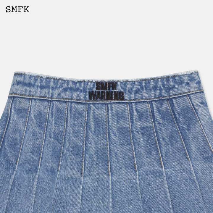 Wilderness Wandering Blue Pleated Short Skirt | SMFK Official