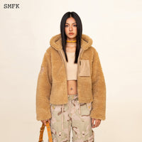 WildWorld Adventure Faux Fur Short Hoodie In Ginger - SMFK Official