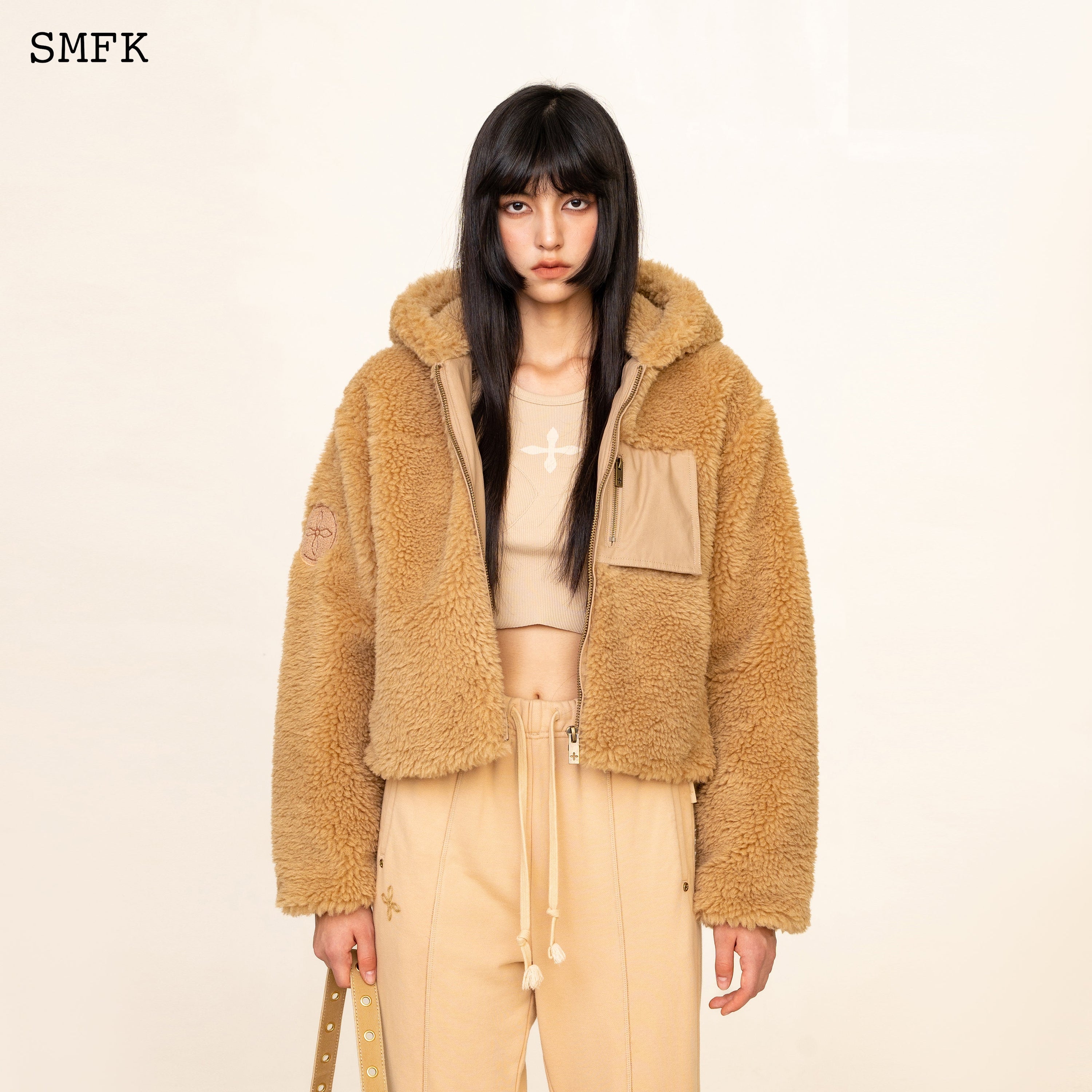 WildWorld Adventure Faux Fur Short Hoodie In Ginger - SMFK Official