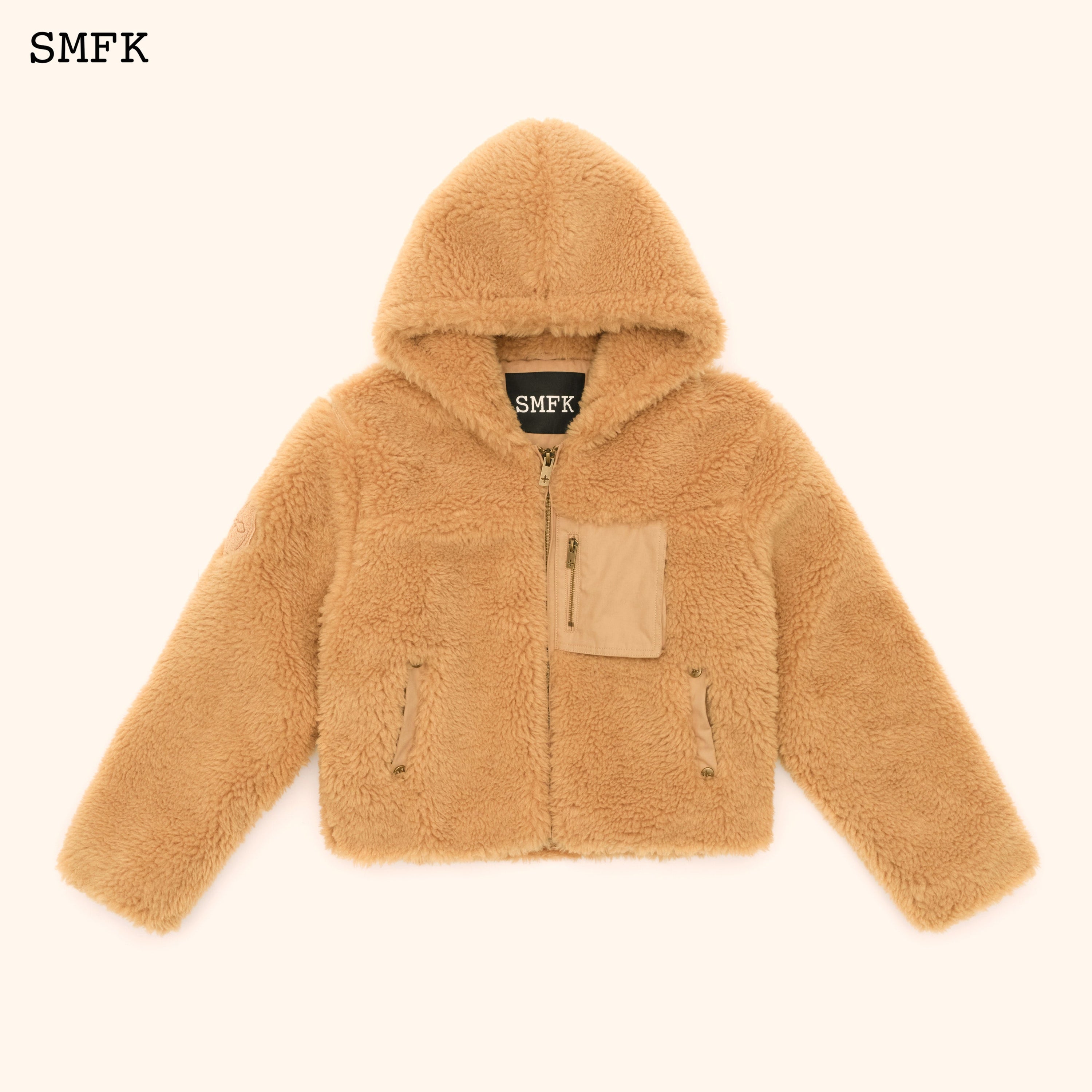 WildWorld Adventure Faux Fur Short Hoodie In Ginger - SMFK Official