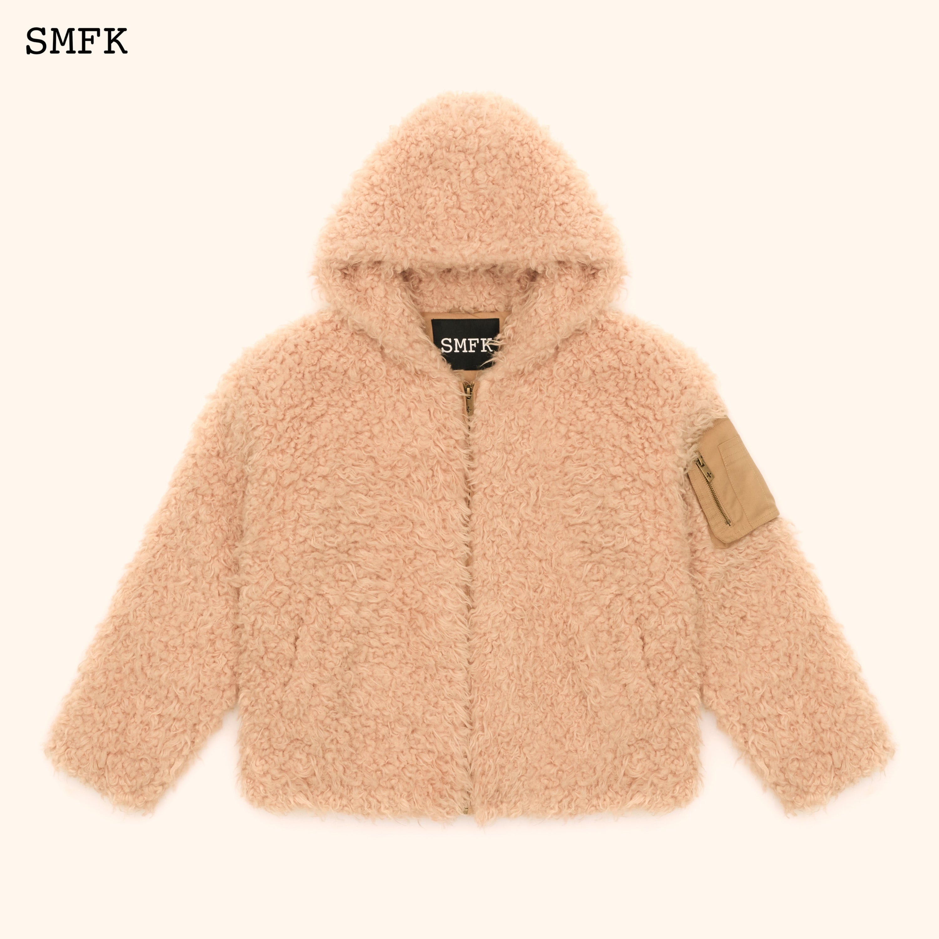 WildWorld Adventure Outdoor Faux Fur Hoodie In Cream - SMFK Official