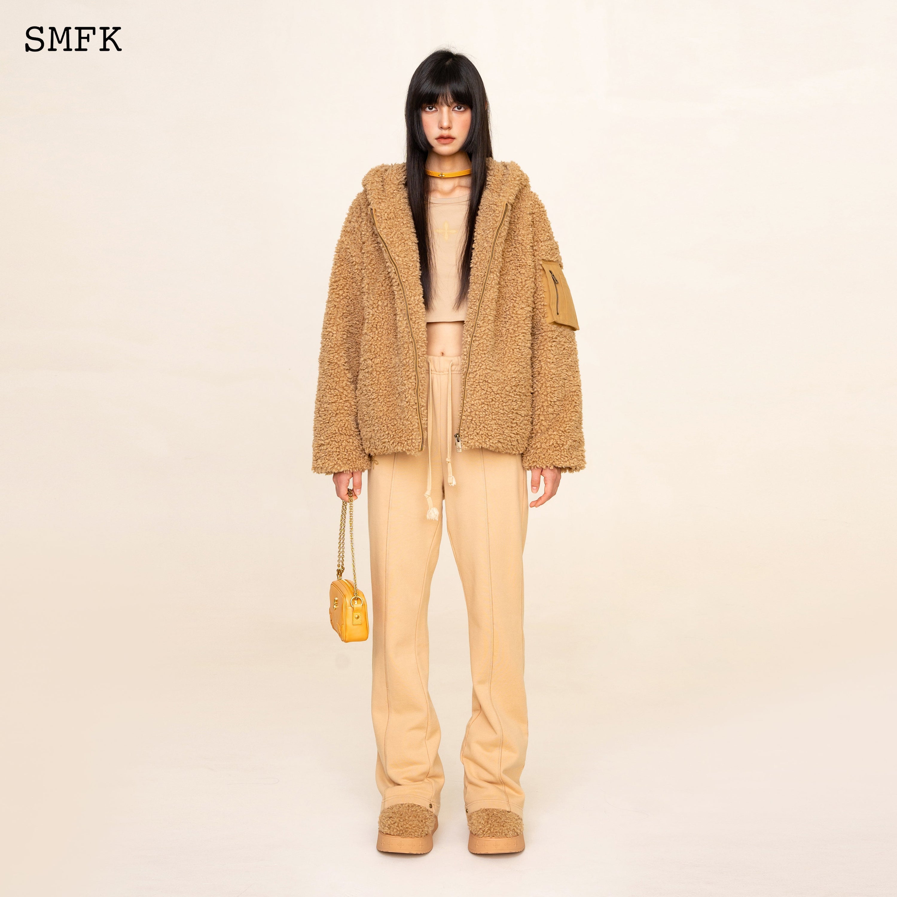 WildWorld Adventure Outdoor Faux Fur Hoodie In Wheat - SMFK Official