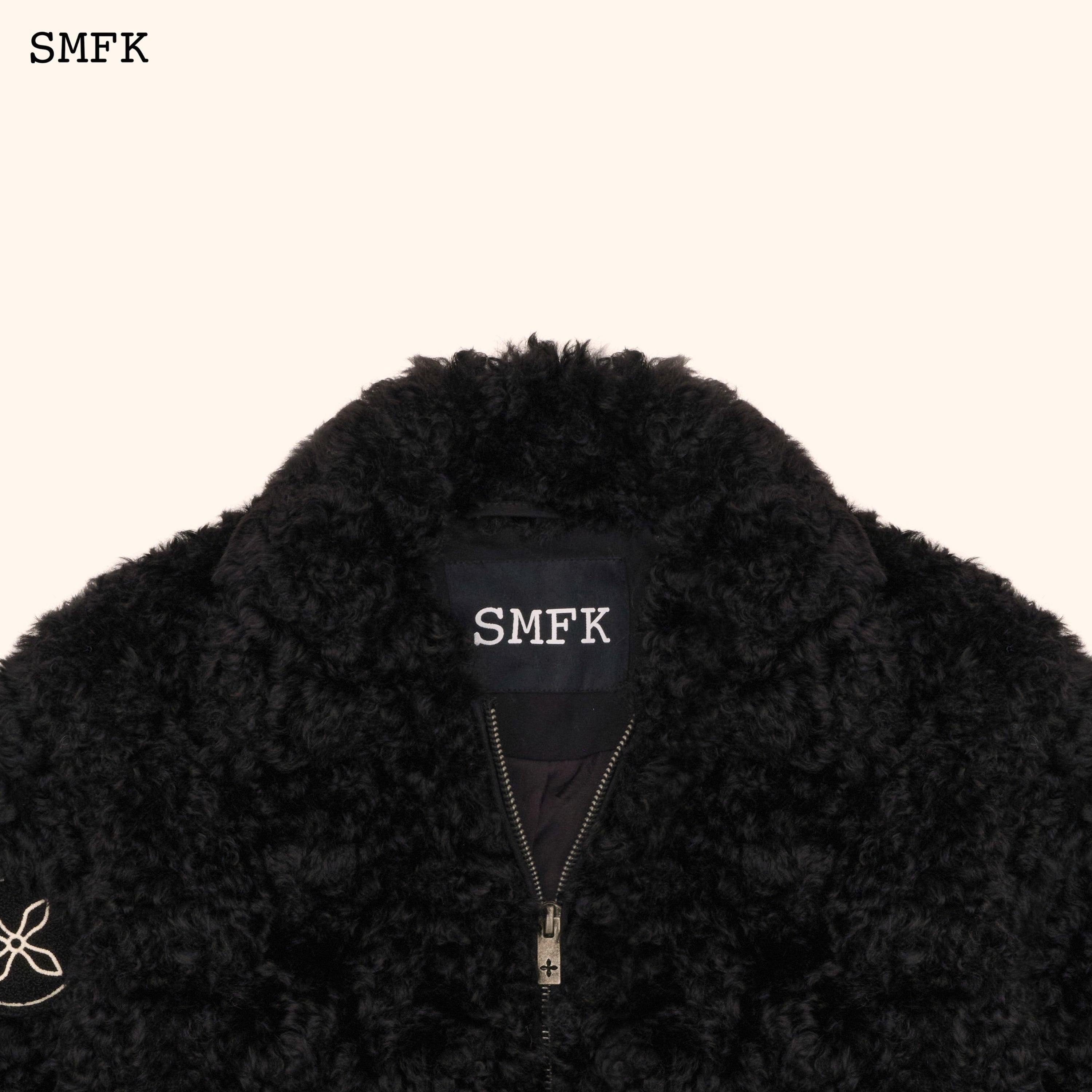 WildWorld Adventure Short Faux Fur Jacket In Black - SMFK Official