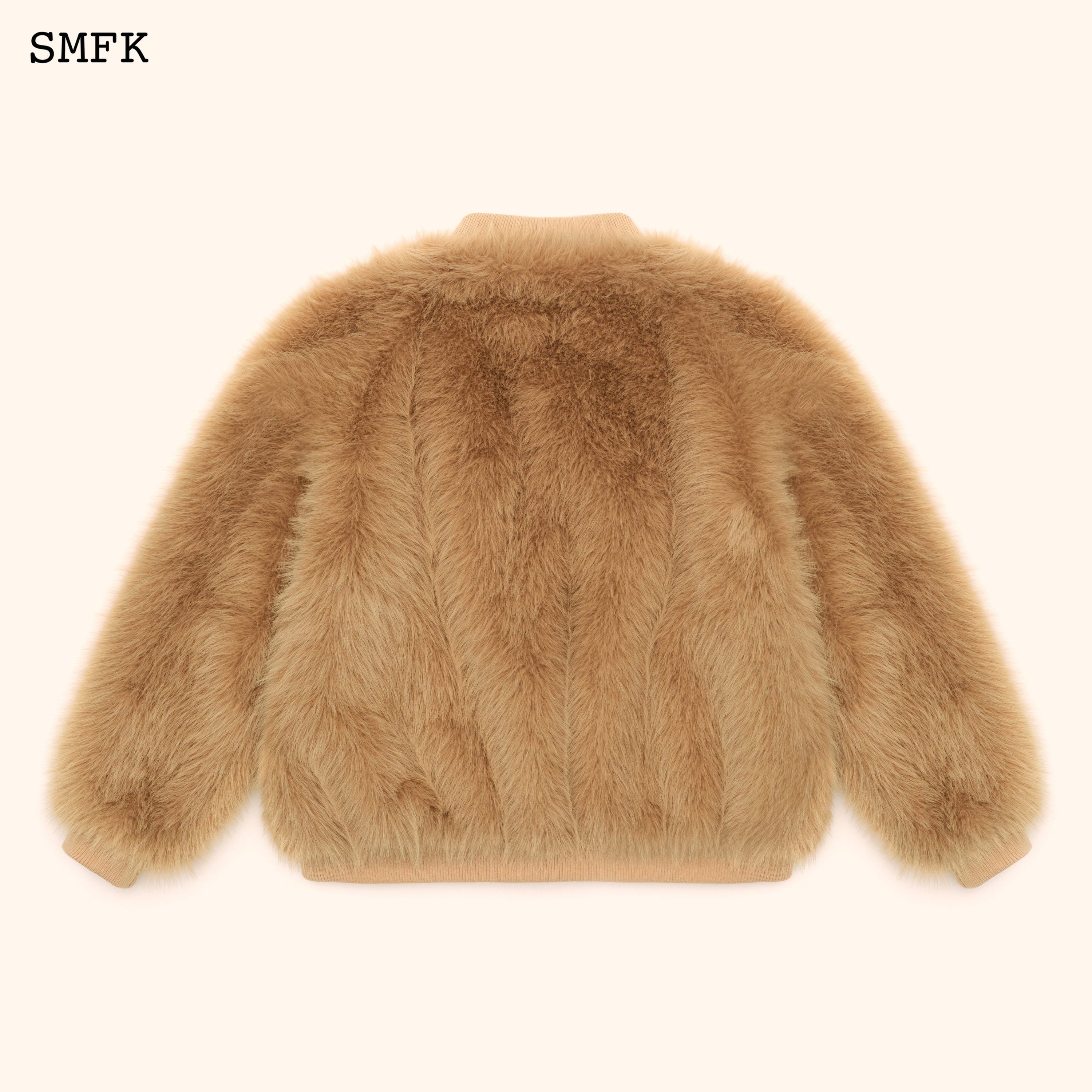 WildWorld Baseball Faux Fur Jacket In Wheat - SMFK Official