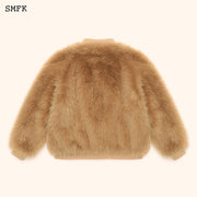 WildWorld Baseball Faux Fur Jacket In Wheat - SMFK Official