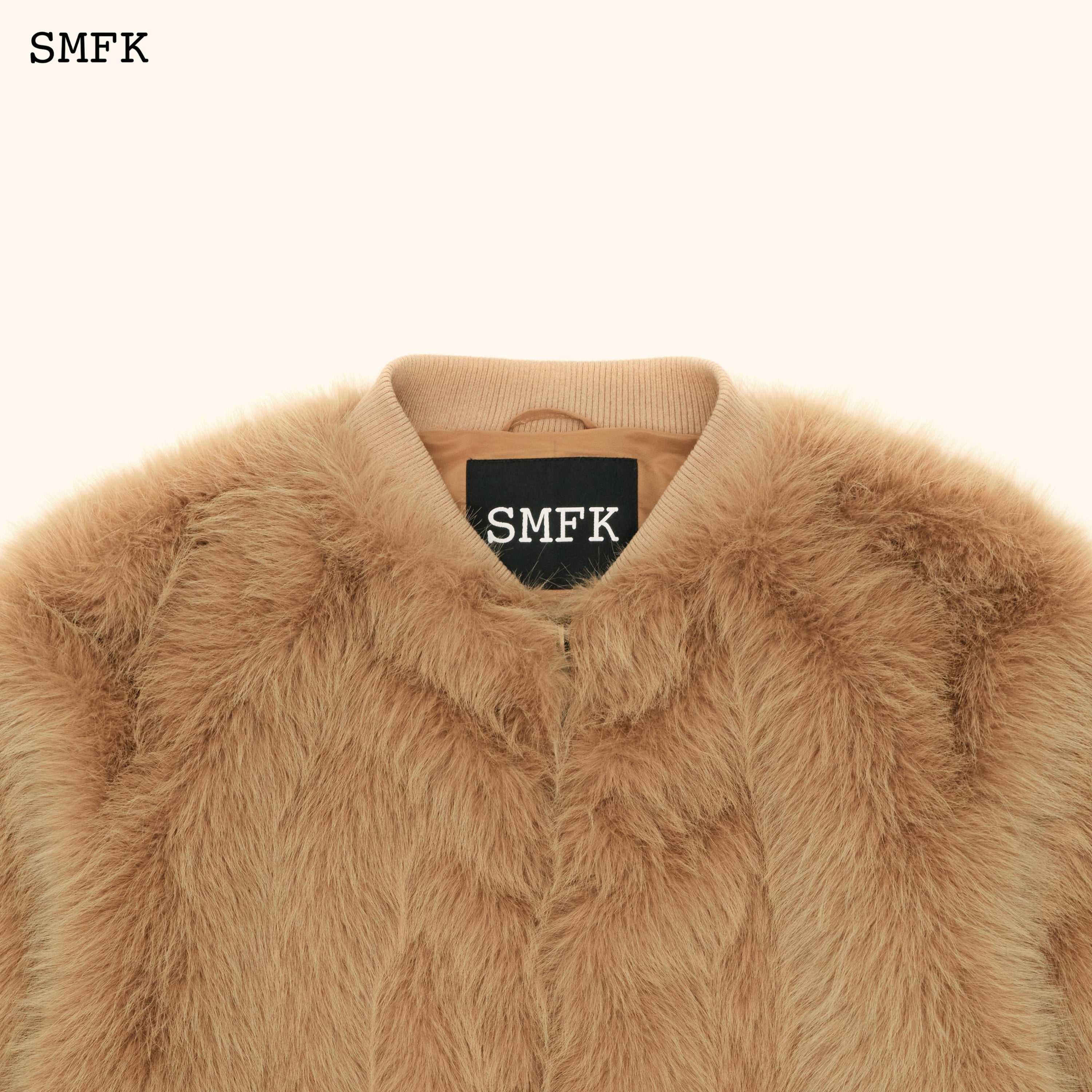 WildWorld Baseball Faux Fur Jacket In Wheat - SMFK Official