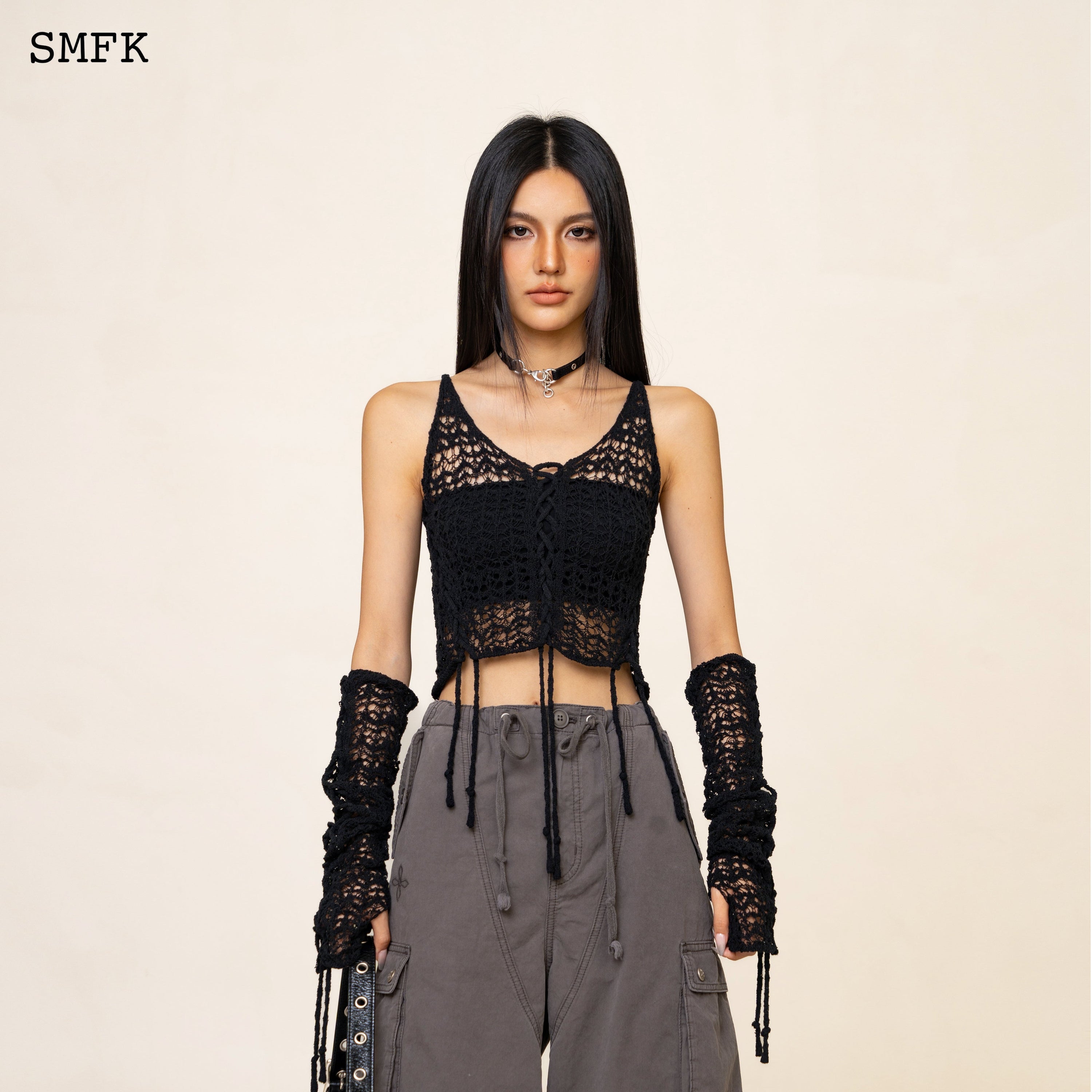 WildWorld Black Jellyfish Weaved Top Set - SMFK Official