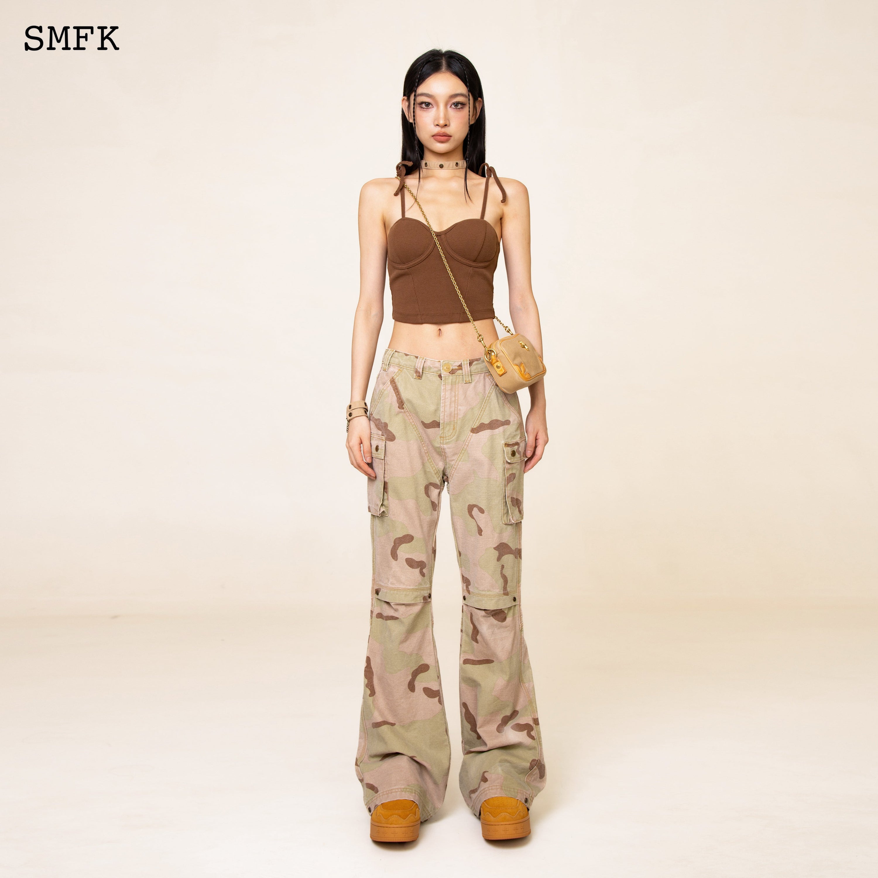 WildWorld Desert Tactic Tube Top In Brown - SMFK Official