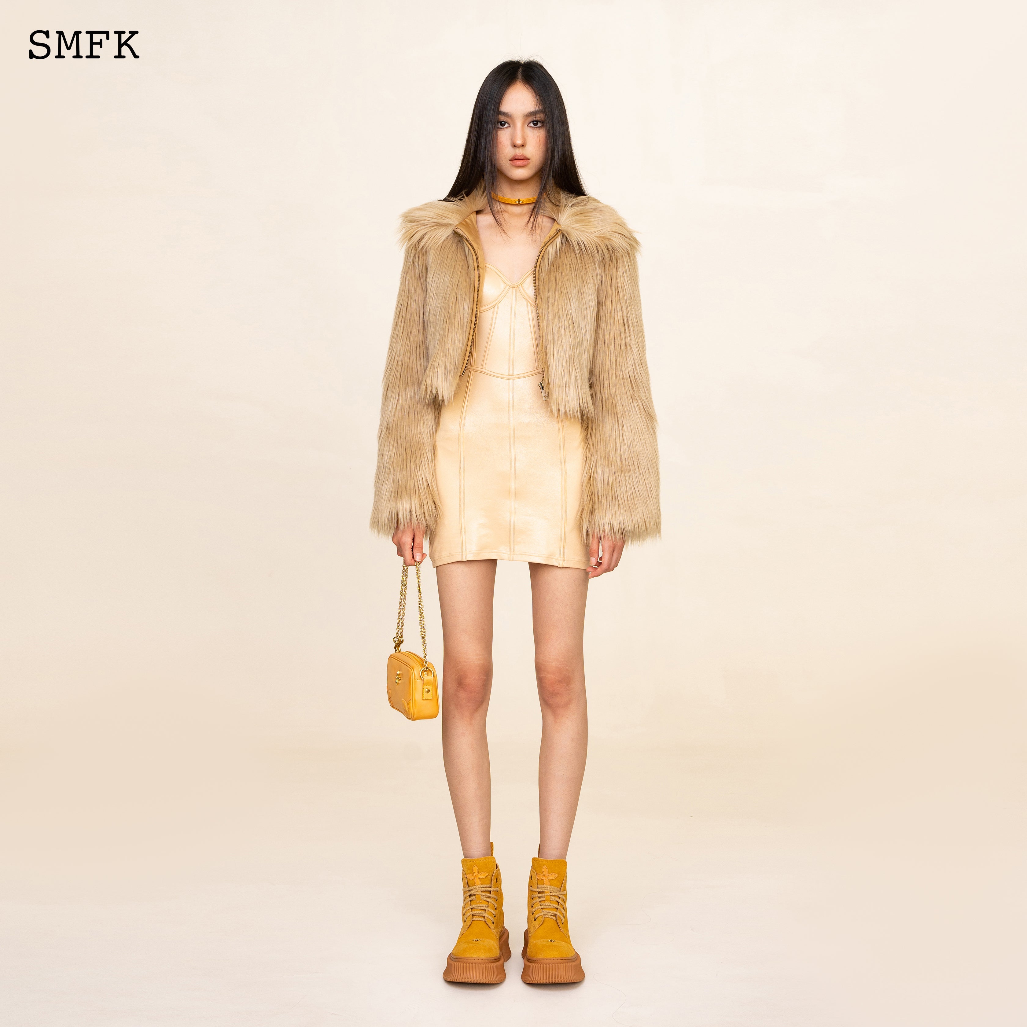 WildWorld Faux Fur Short Jacket In Wheat – SMFK Official