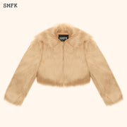 WildWorld Faux Fur Short Jacket In Wheat - SMFK Official
