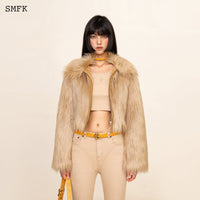 WildWorld Faux Fur Short Jacket In Wheat - SMFK Official