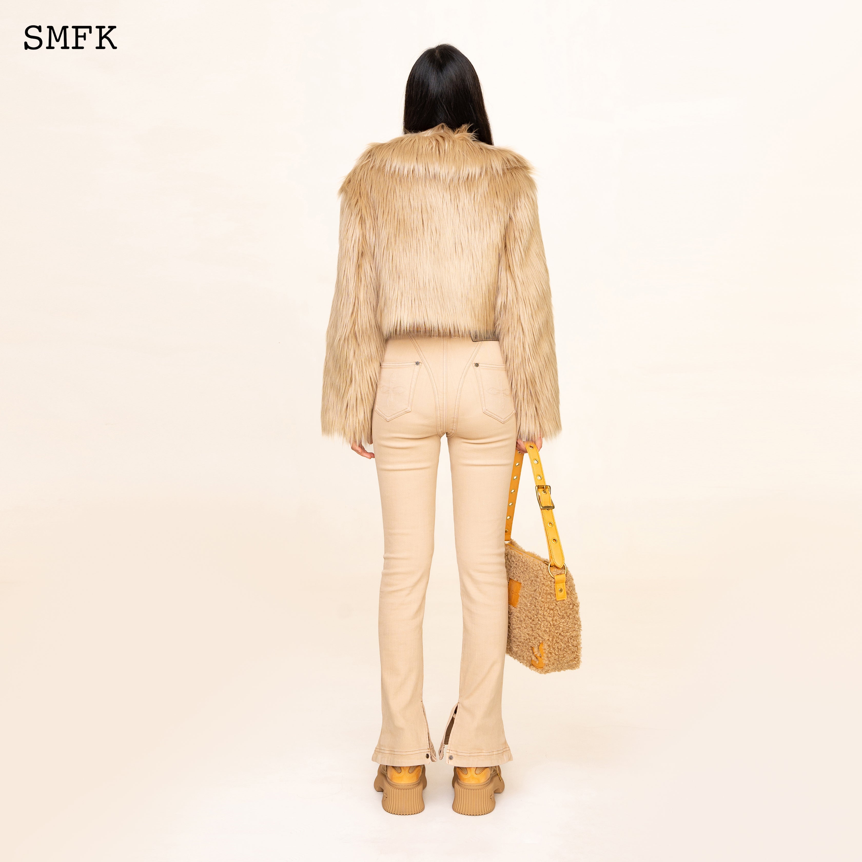 WildWorld Faux Fur Short Jacket In Wheat – SMFK Official