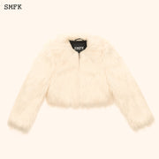 WildWorld Faux Fur Short Jacket In White - SMFK Official
