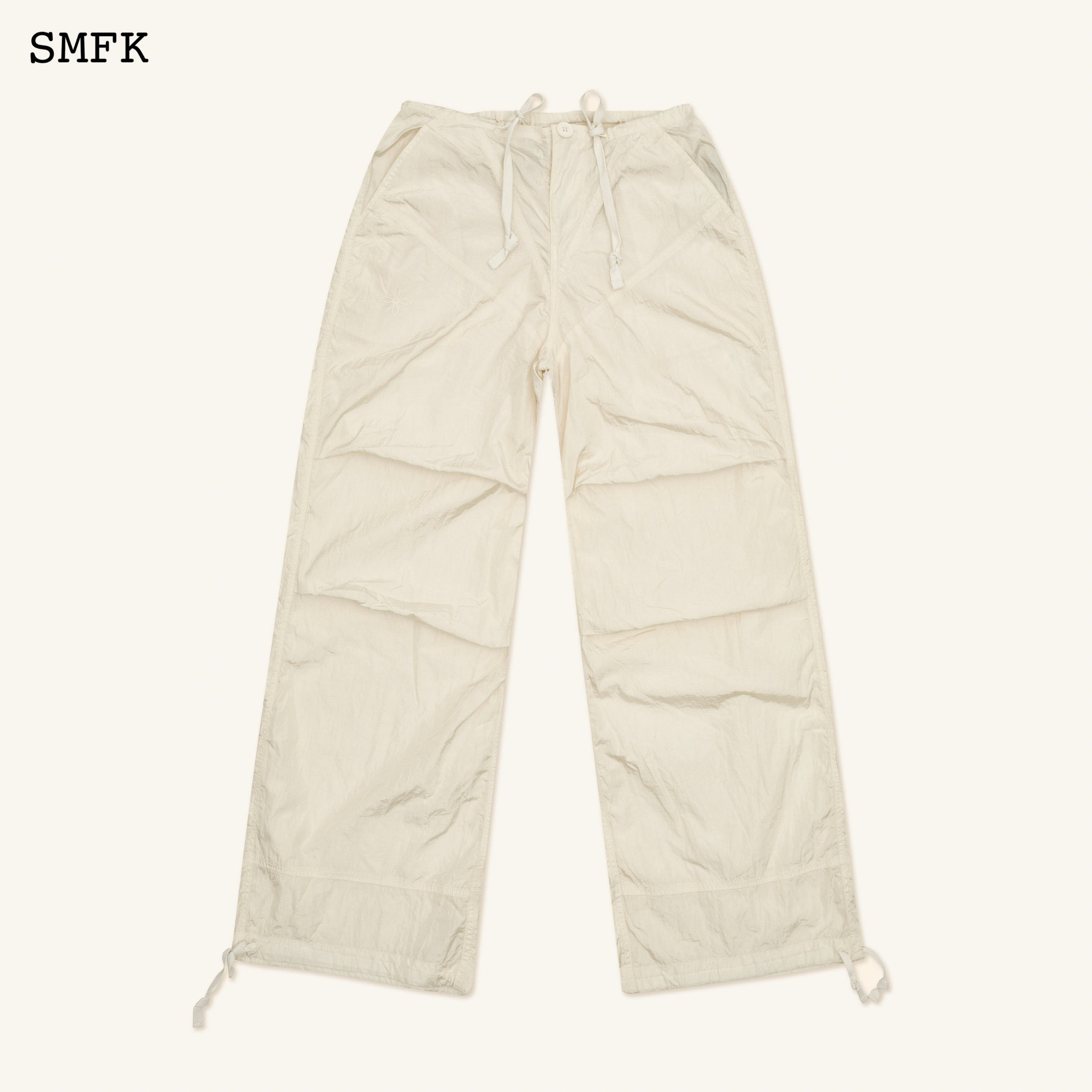 WildWorld Parachute Wide-Leg Pants In White - SMFK Official