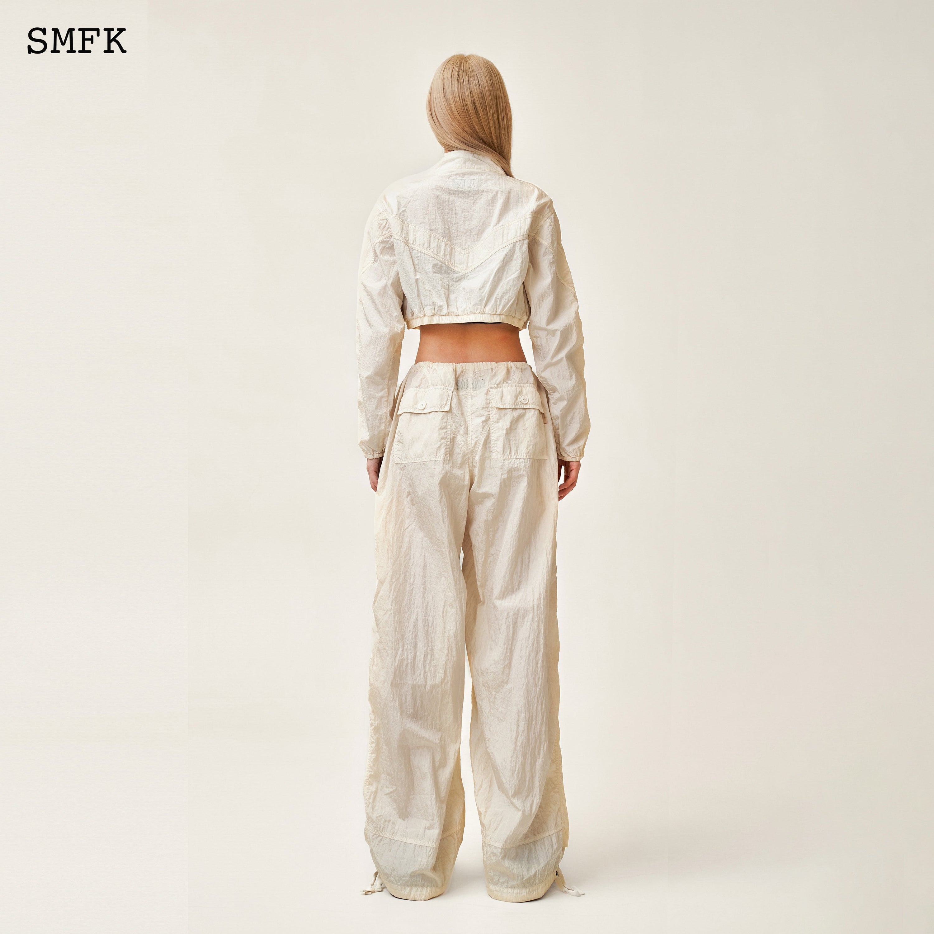 WildWorld Parachute Wide-Leg Pants In White - SMFK Official
