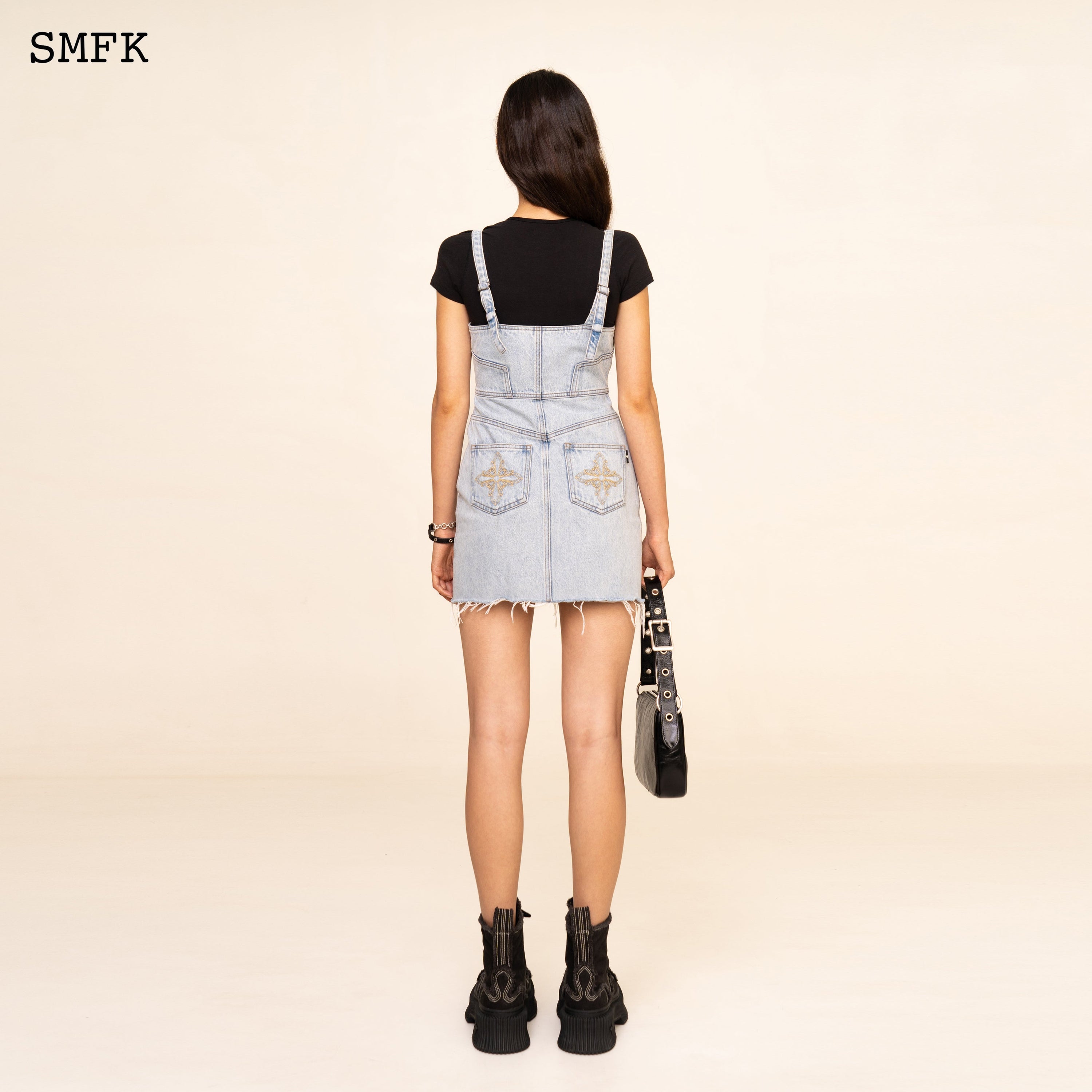 WildWorld Rock Denim Short Dress Sky Blue - SMFK Official