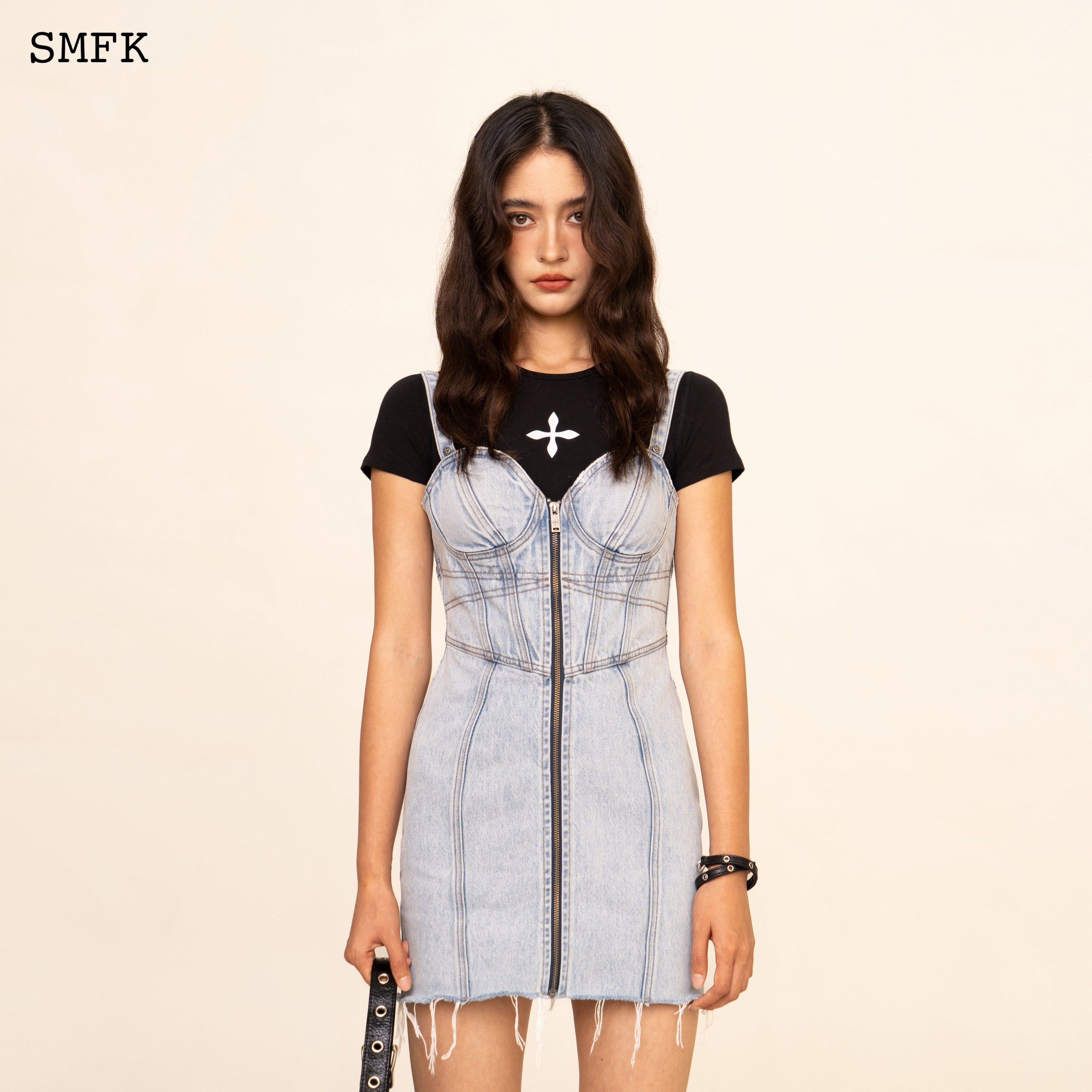 WildWorld Rock Denim Short Dress Sky Blue - SMFK Official