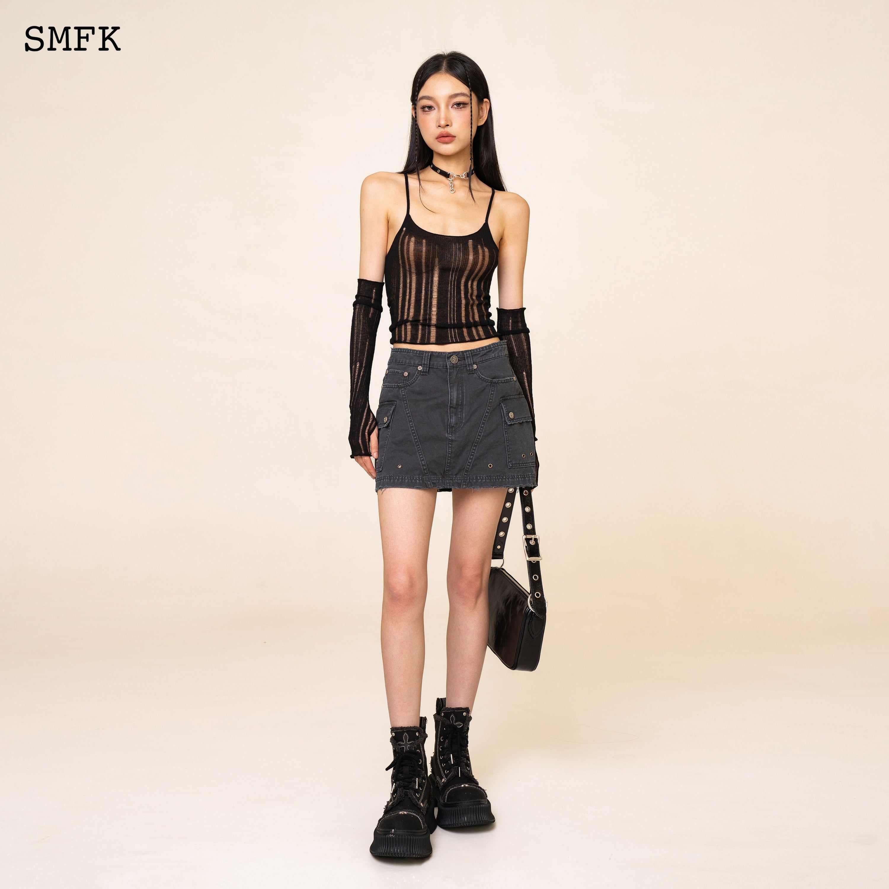 WildWorld Stray Grey Workwear Style Skirt - SMFK Official