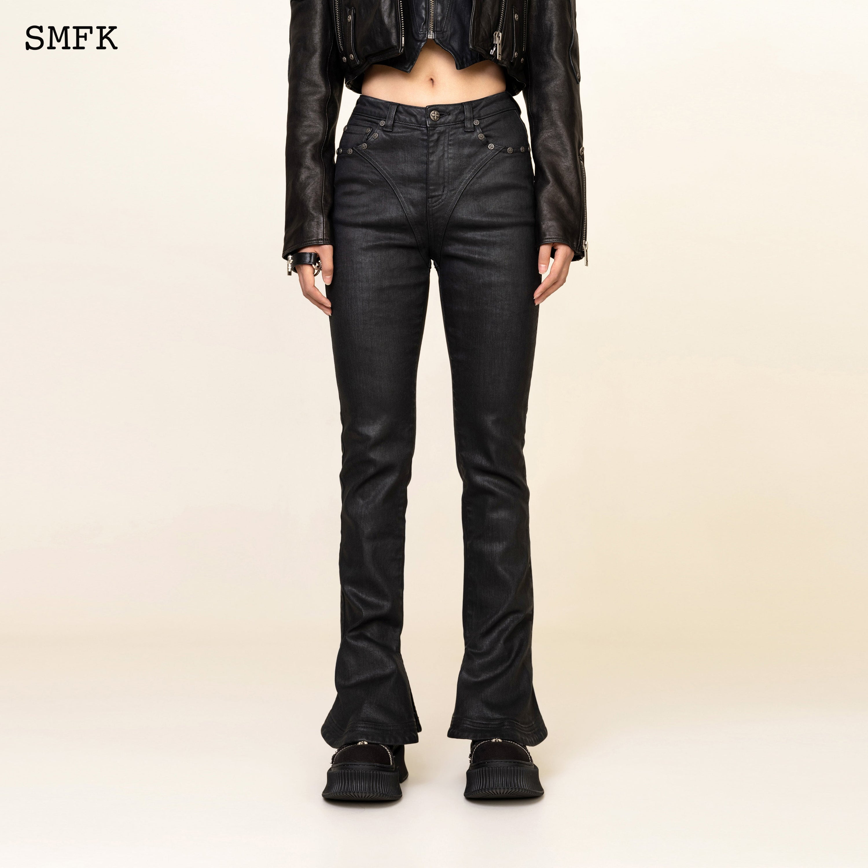 WildWorld Tarpan Waxed Jeans In Black - SMFK Official