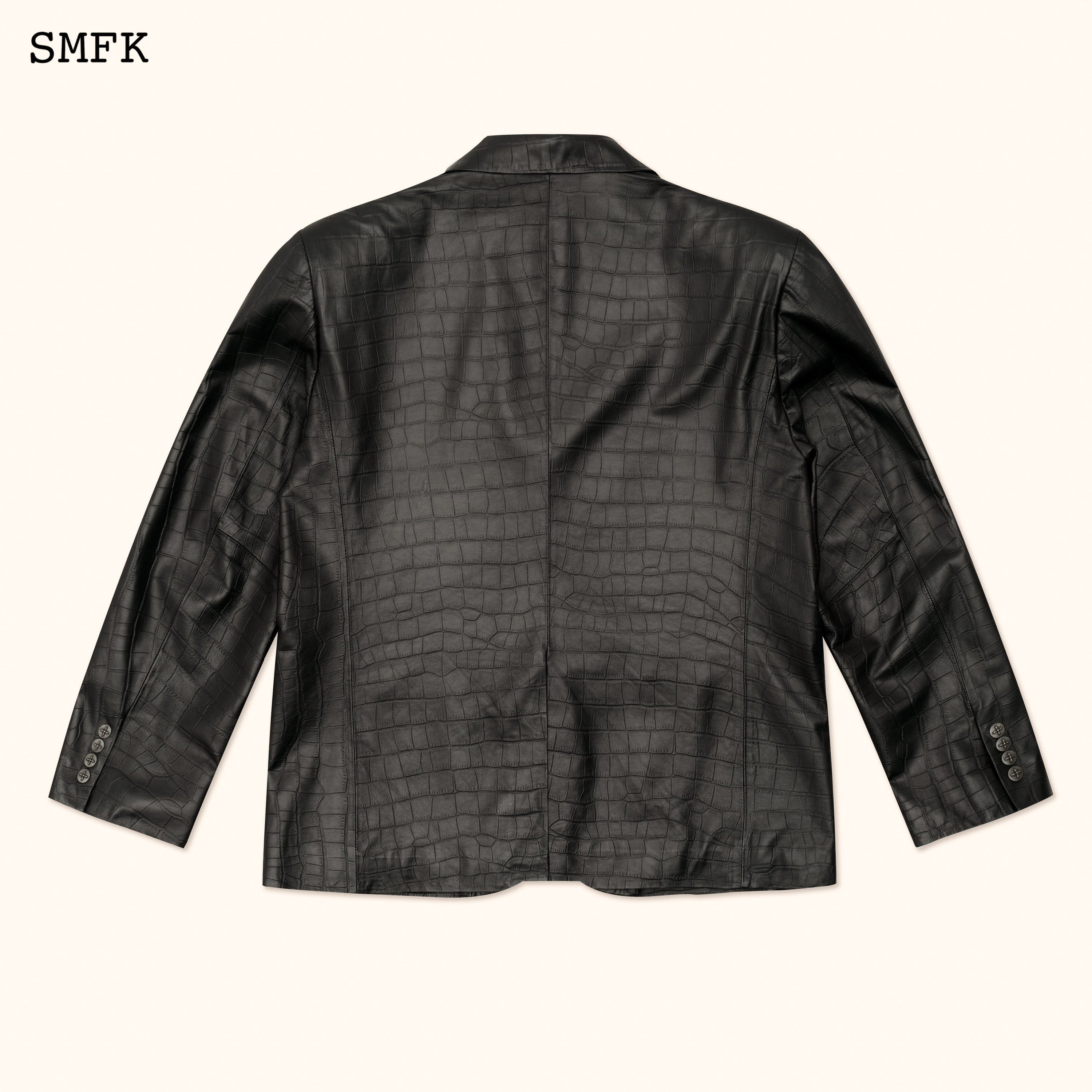 WildWorld Vintage Leather Black Crocodile Suit - SMFK Official